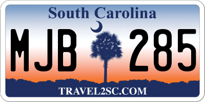 SC license plate MJB285