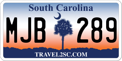SC license plate MJB289