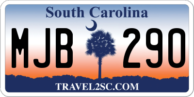 SC license plate MJB290