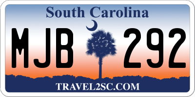 SC license plate MJB292
