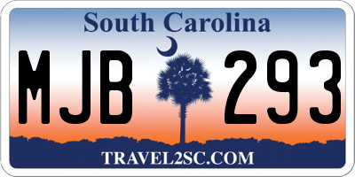 SC license plate MJB293