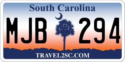 SC license plate MJB294