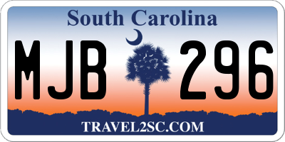SC license plate MJB296