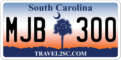 SC license plate MJB300