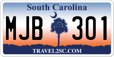 SC license plate MJB301