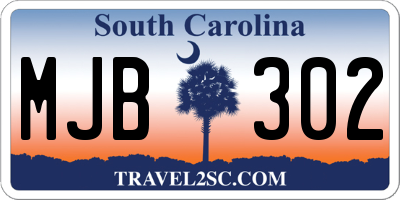 SC license plate MJB302