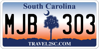 SC license plate MJB303