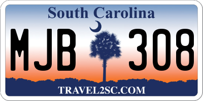 SC license plate MJB308