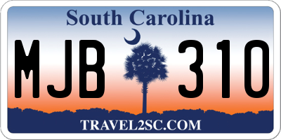 SC license plate MJB310