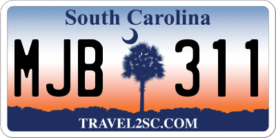 SC license plate MJB311