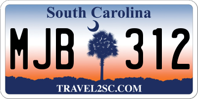 SC license plate MJB312