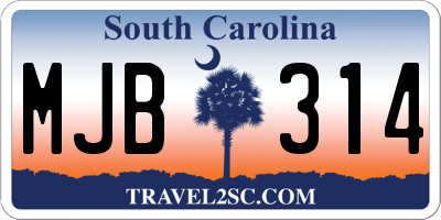 SC license plate MJB314