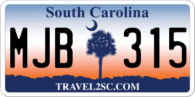 SC license plate MJB315