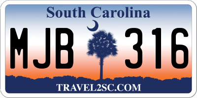 SC license plate MJB316