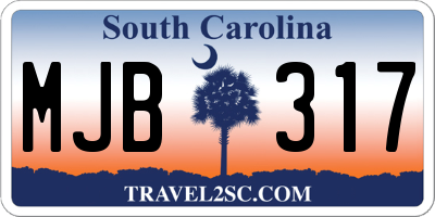 SC license plate MJB317