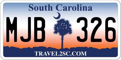 SC license plate MJB326