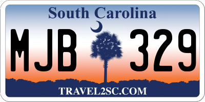 SC license plate MJB329