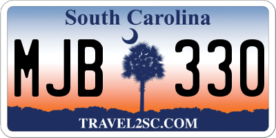 SC license plate MJB330