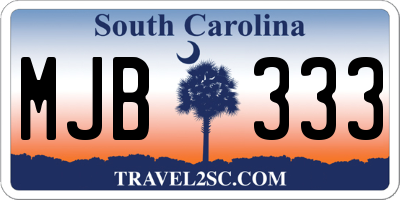 SC license plate MJB333
