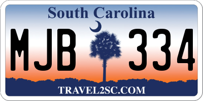 SC license plate MJB334