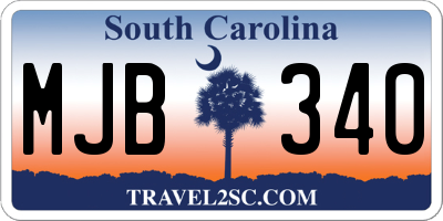SC license plate MJB340