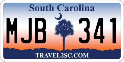 SC license plate MJB341