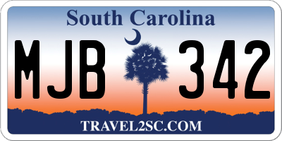 SC license plate MJB342