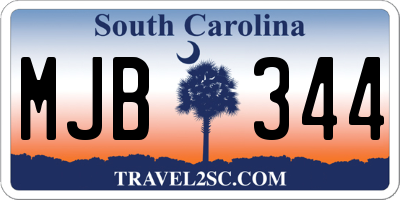 SC license plate MJB344