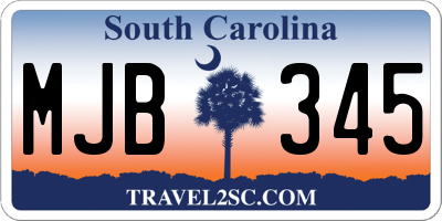 SC license plate MJB345