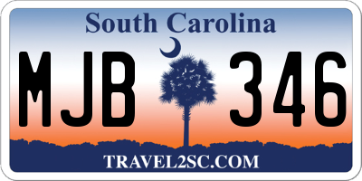 SC license plate MJB346