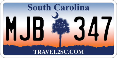 SC license plate MJB347