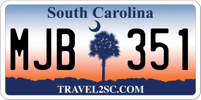 SC license plate MJB351