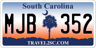 SC license plate MJB352
