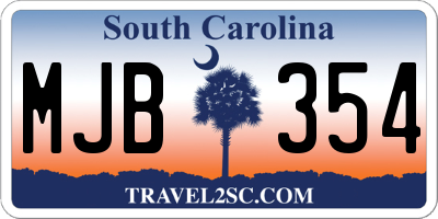 SC license plate MJB354