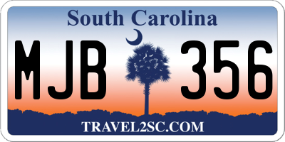 SC license plate MJB356