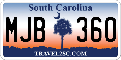 SC license plate MJB360