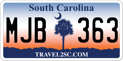 SC license plate MJB363