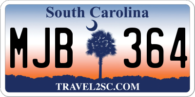 SC license plate MJB364