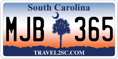 SC license plate MJB365