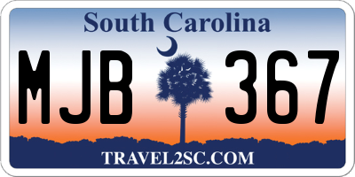 SC license plate MJB367