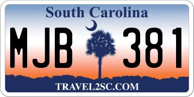 SC license plate MJB381