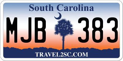 SC license plate MJB383