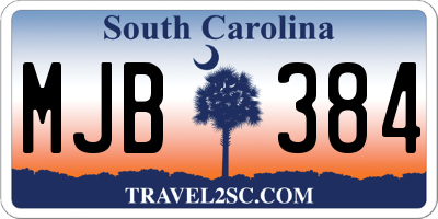 SC license plate MJB384