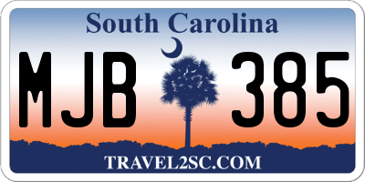 SC license plate MJB385