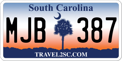 SC license plate MJB387