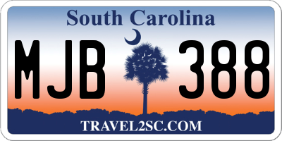 SC license plate MJB388