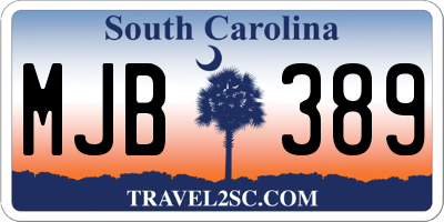 SC license plate MJB389