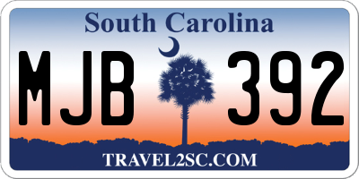 SC license plate MJB392