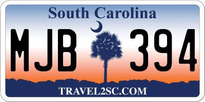 SC license plate MJB394
