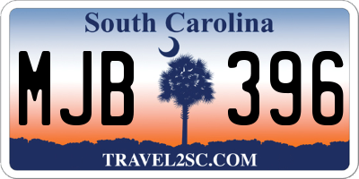 SC license plate MJB396
